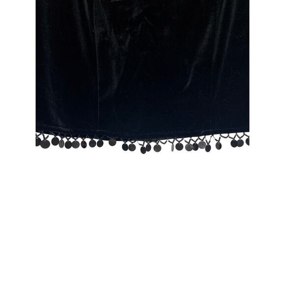 VTG Social Circles Black Velvet Beaded Hem Sleeveless Top Women's Size 10 - Picture 3 of 6